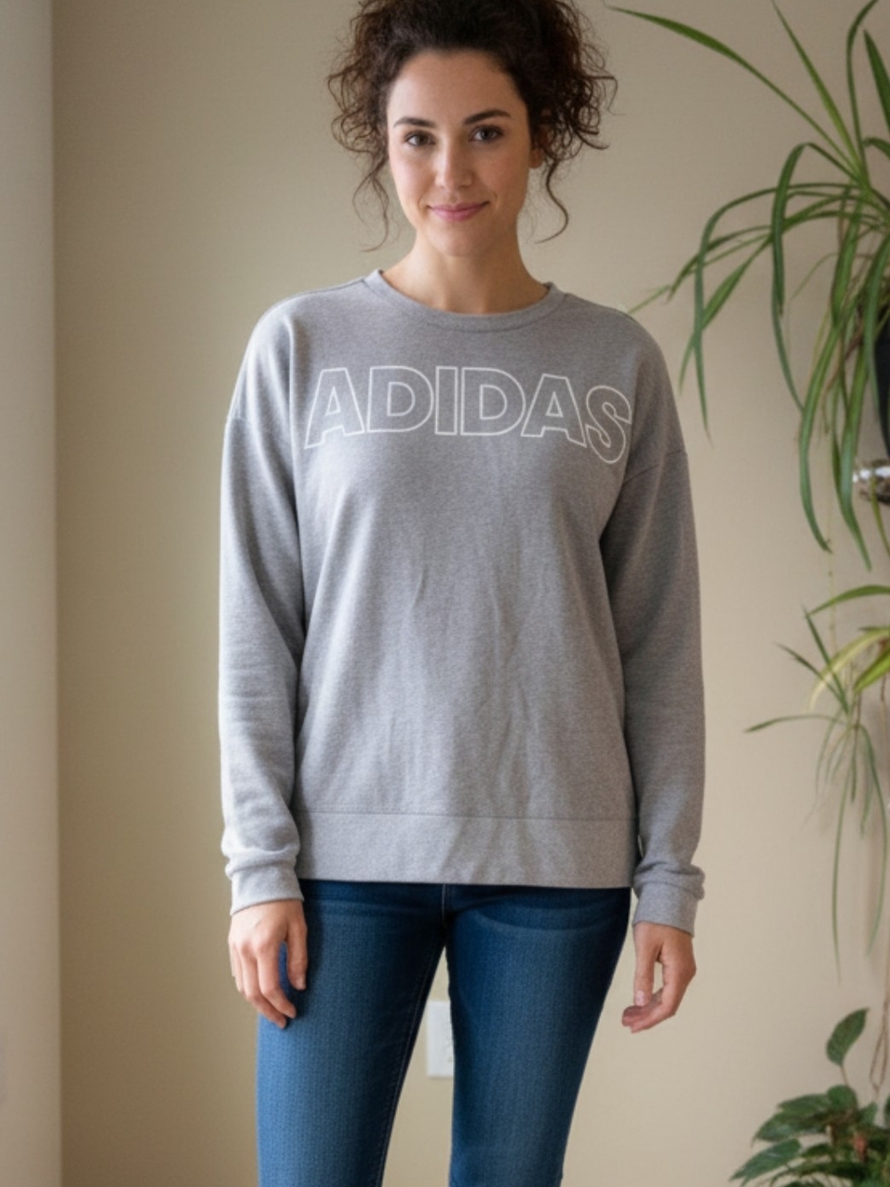Adidas Women's Gray Logo Sweatshirt